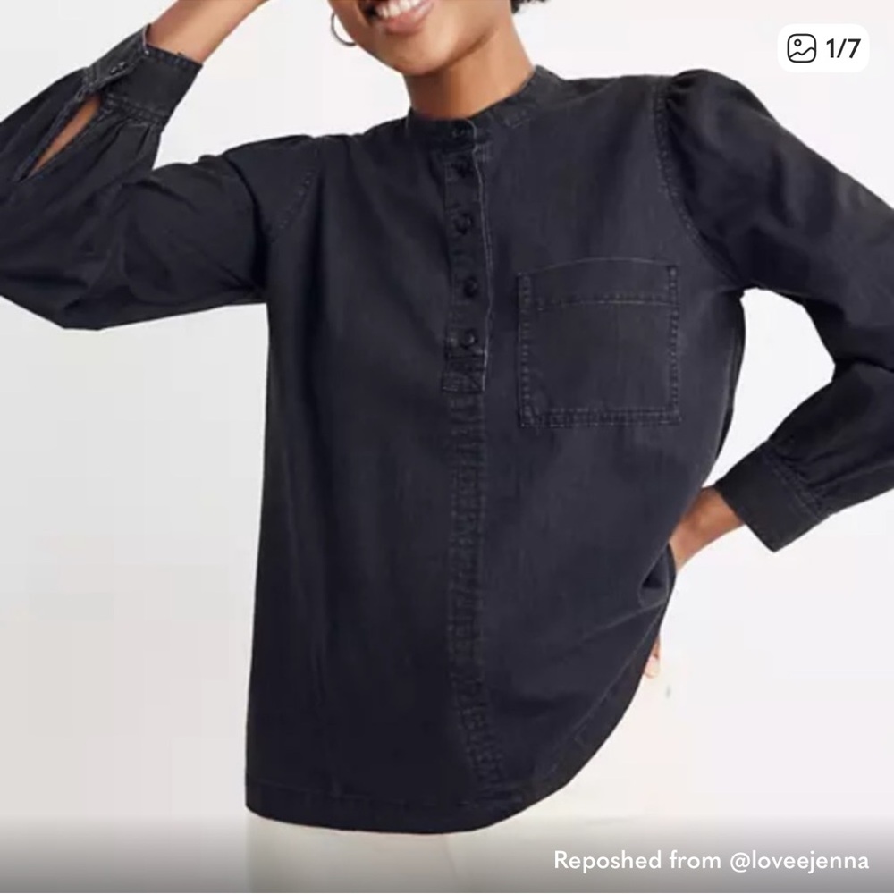 Madewell - Collarless Popover Shirt 
Size small. Make an offer